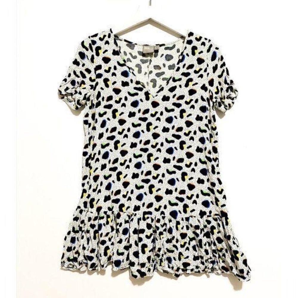 ASOS printed short sleeve blouse with peplum hem,0